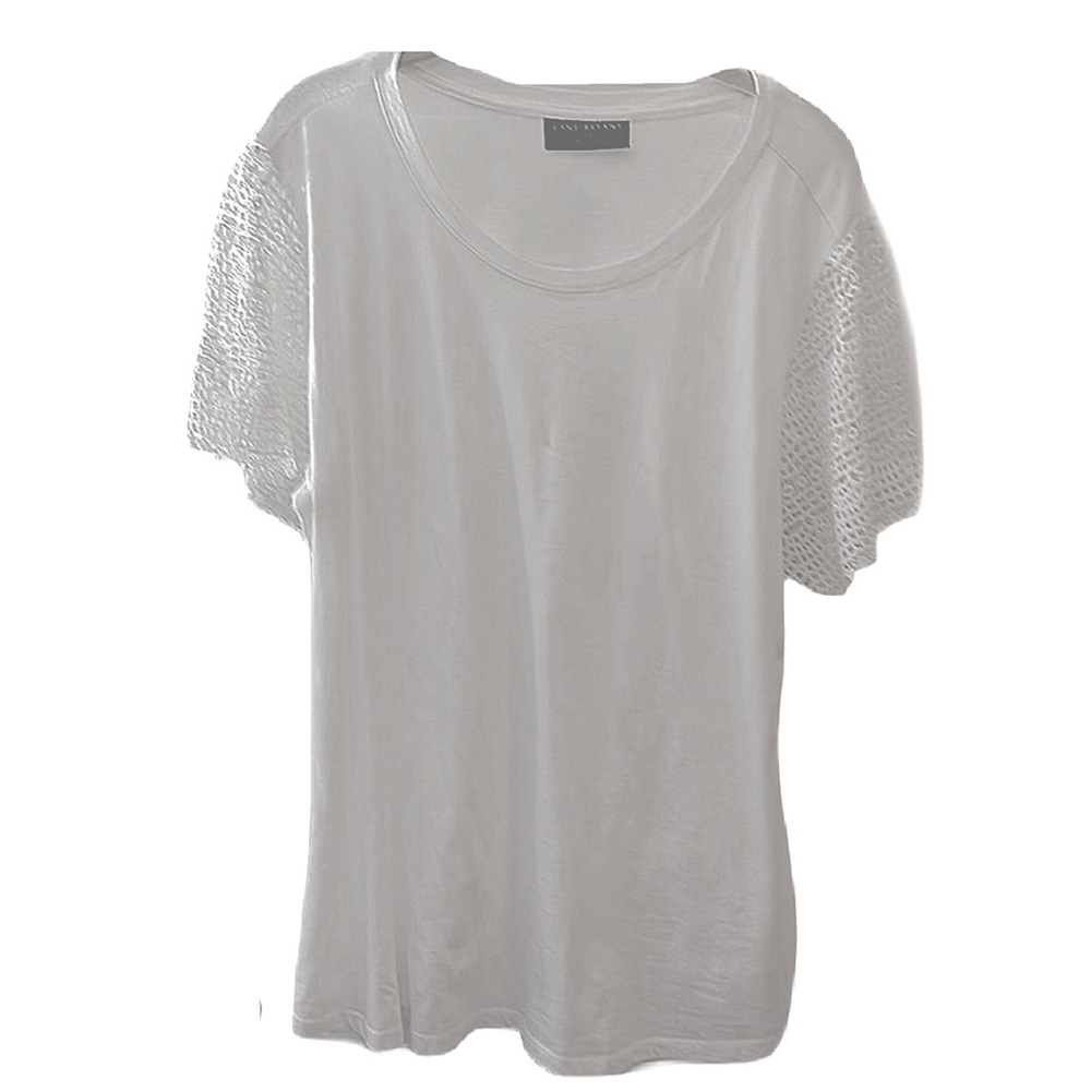 Lane Bryant T-shirt with crocheted sleeves